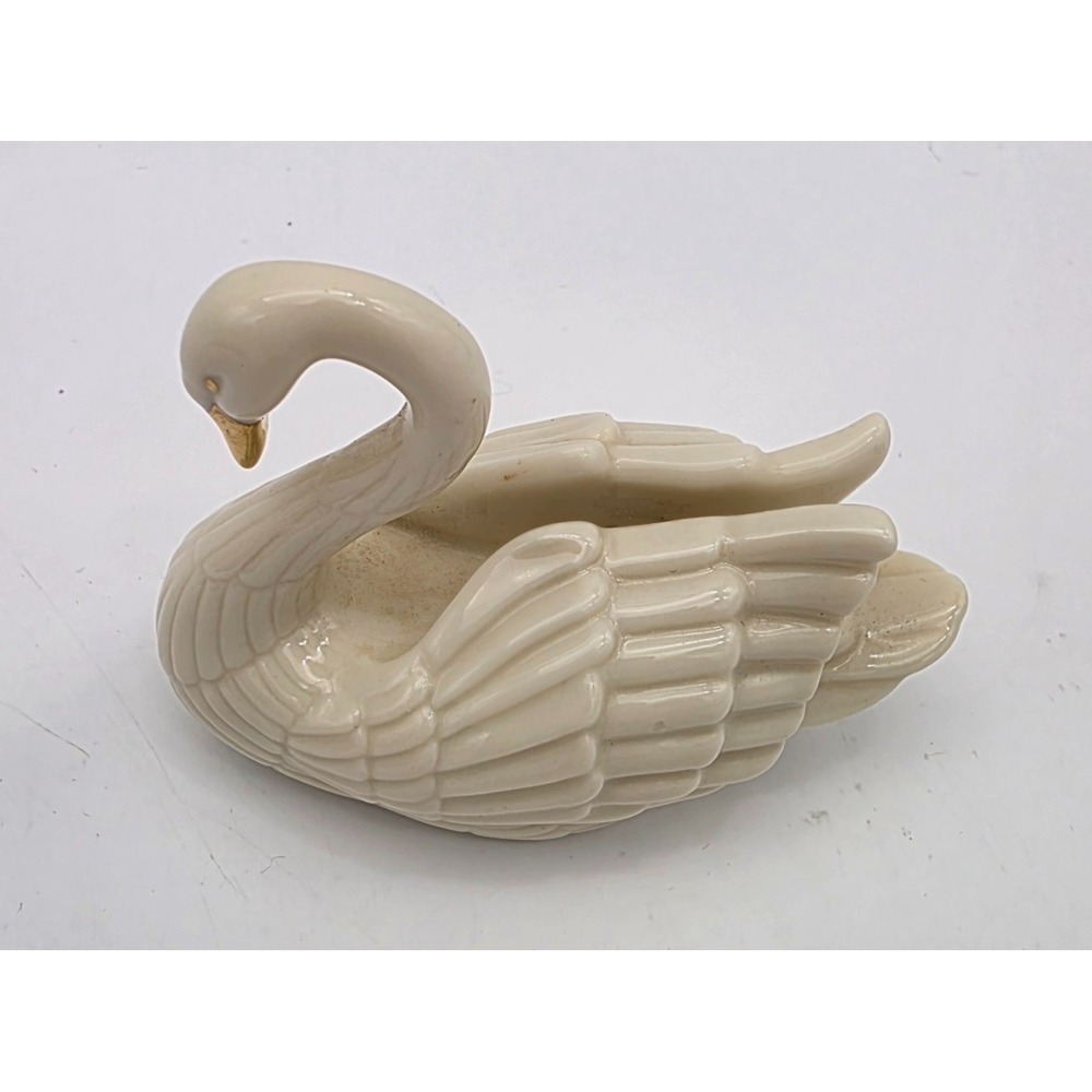 Vintage LENOX Swan Figurine 24K Gold Accents Place Card Holder/Cake Topper